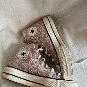 Converse platform Glitter Speckled High-Tops in Pink and White